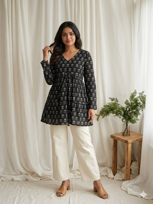 BLACK PEPLUM KURTI-5034