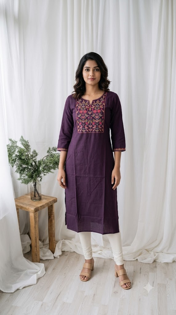 PURPLE YOKE KURTI-6082