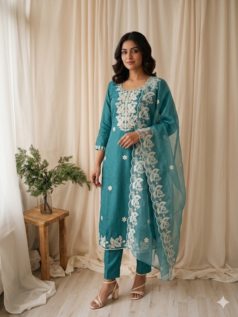 OCEAN MIST ETHNIC SUIT-1002