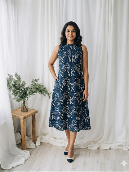 INDIE FLORAL BLUE  DRESS-3025