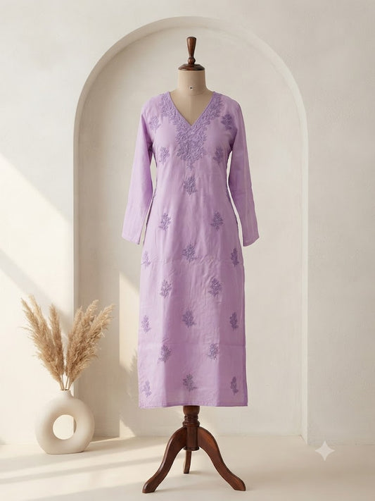 LAVENDER CHIKANKARI COORDSET-0115