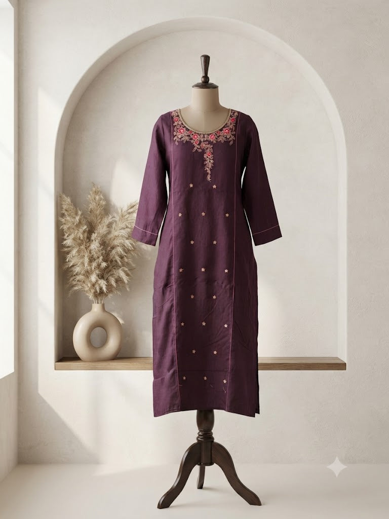 PURPLE BLOOM KURTI-6161
