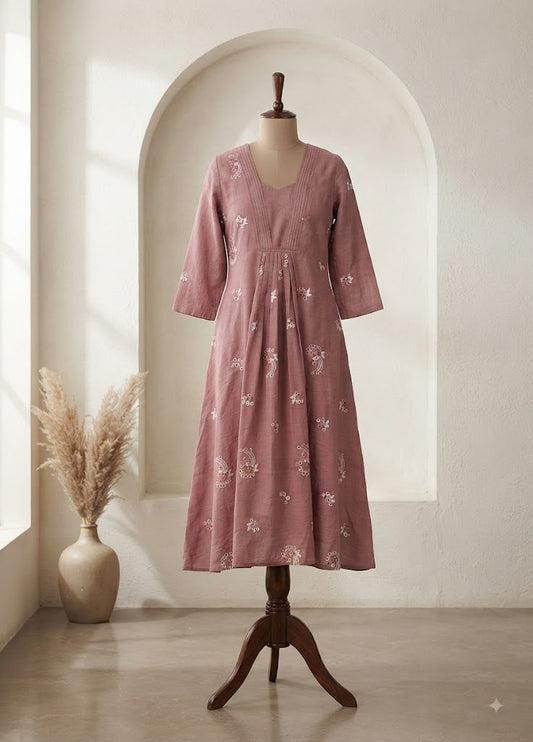 PINK ALINE KURTI-6137