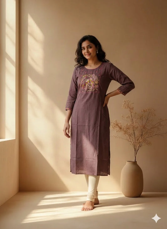 LOOMIRA MAUVE KURTI-6064
