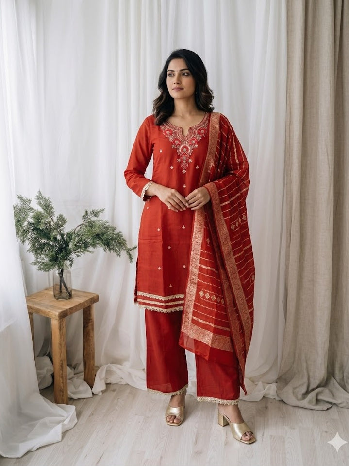 RUST ZARI SHARARA SUIT-1474