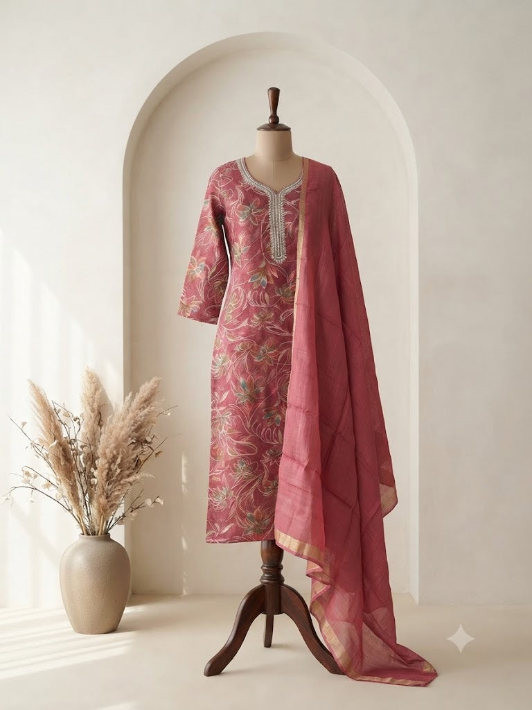 PINK SILK ETHNIC SUIT-1020