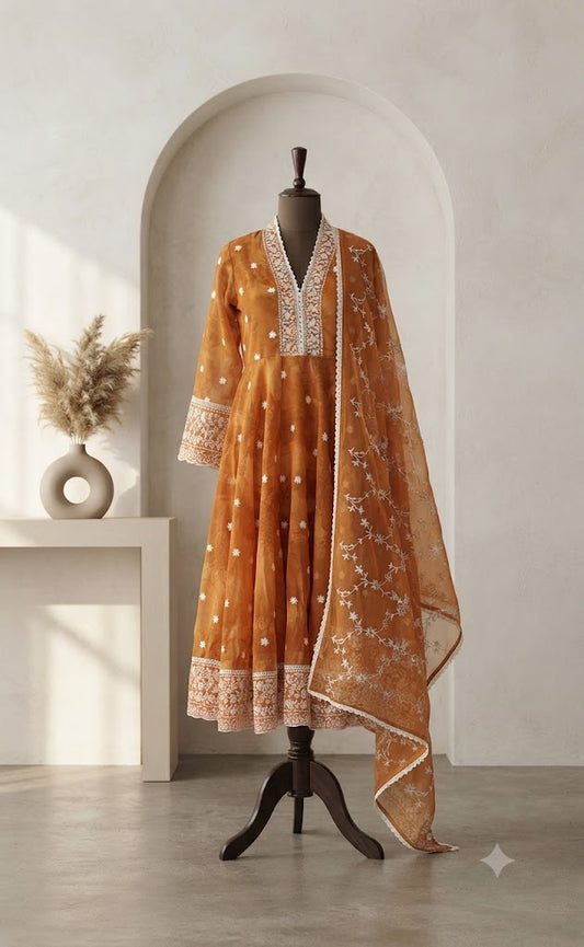 YELLOW ORGANZA ETHNIC SUIT-2049