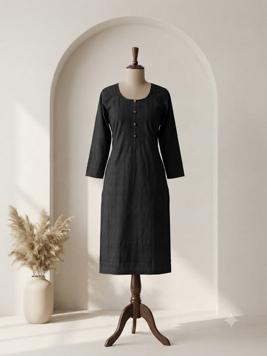 BLACK CHIKANKARI KURTI-1505