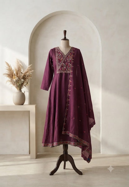 WINE CHANDERI ETHNIC SUIT-2075