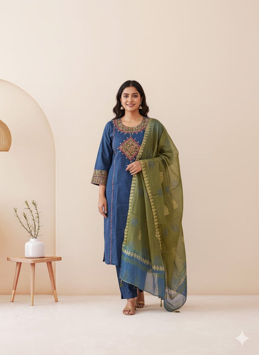 MARINE FOLK KURTI SET-1164