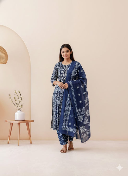 CASUAL COMFORT ROYAL BLUE KURTI SET-1413