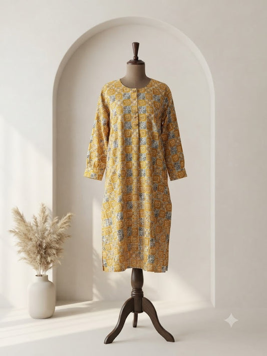 PIXEL YELLOW KURTI-6021