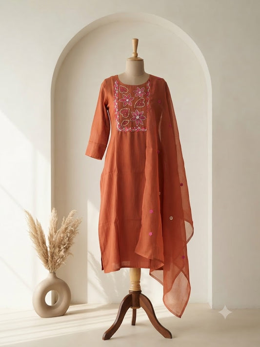 RUST THREAD ETHNIC SUIT - 1416