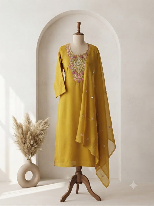 YELLOW THREAD ETHNIC SUIT - 1418