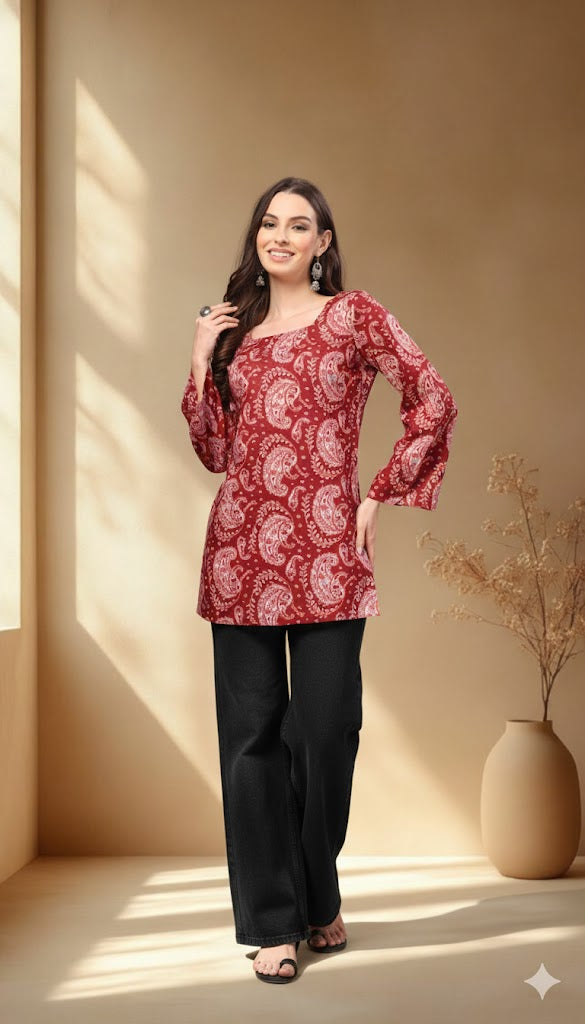 PARSELY MAROON HEER KURTI-5022