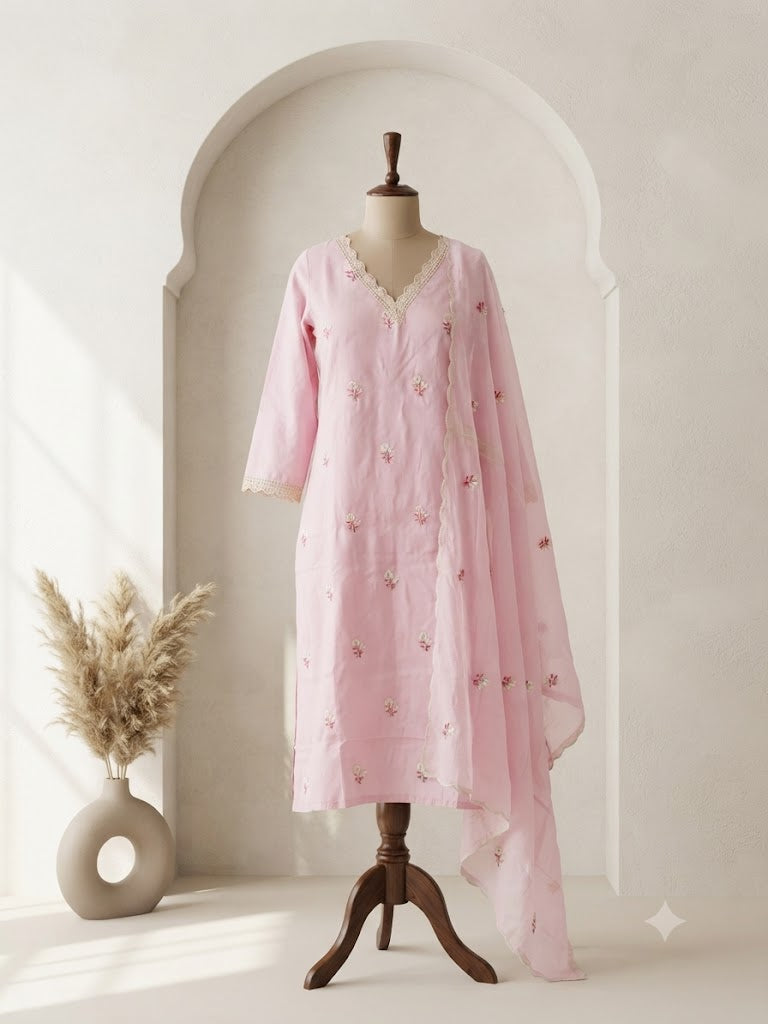 MULBLOOM PINK KURTI SET-1750