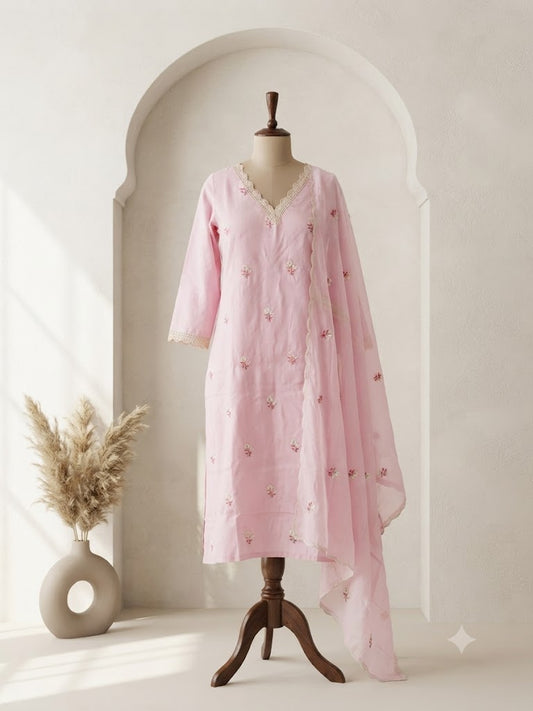 MULBLOOM PINK KURTI SET-1750