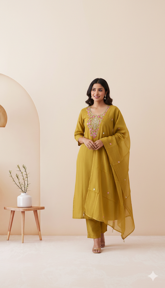 YELLOW THREAD ETHNIC SUIT - 1418