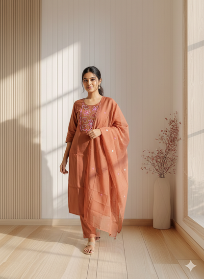 RUST THREAD ETHNIC SUIT - 1416