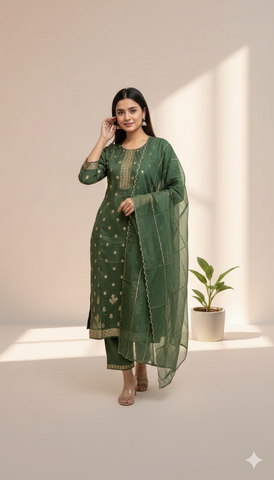 EMERALD ELEGANCE ETHNIC SUIT - 1358