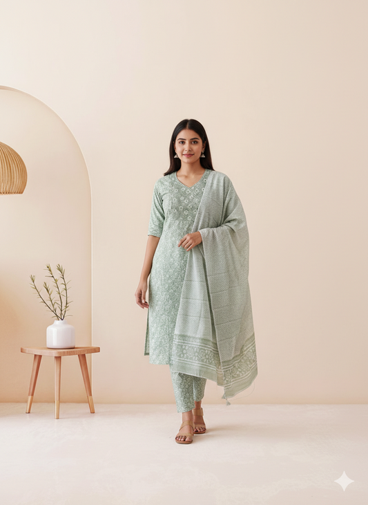 ZEHRA GREEN KURTI SET-1273