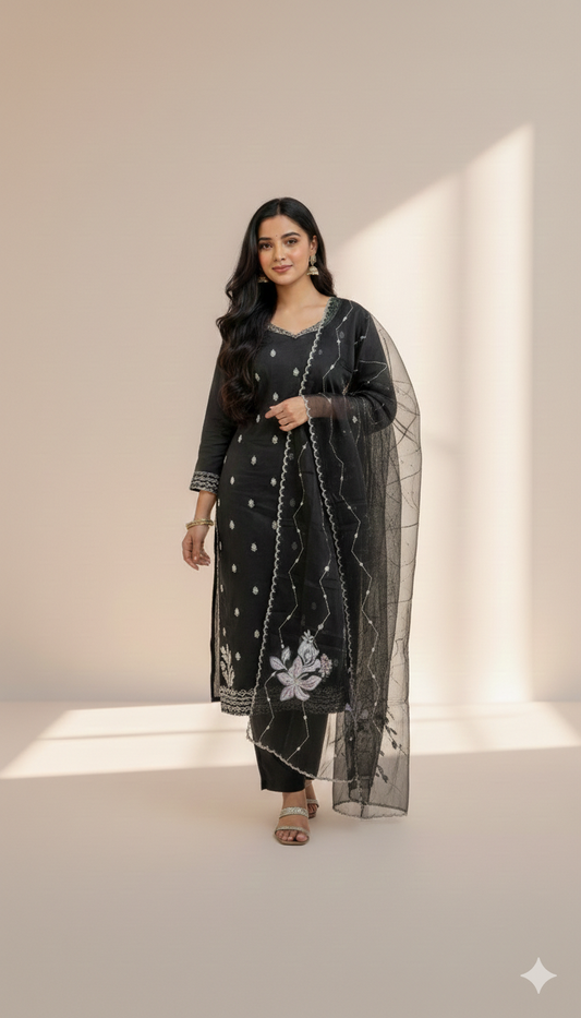 DUSKY FLORA ETHNIC SUIT - 1381