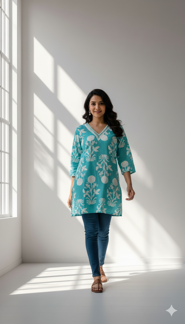 BLUE BOUQUET KURTI-5010