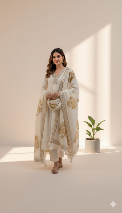 WHITE REGAL ETHNIC SUIT - 2079