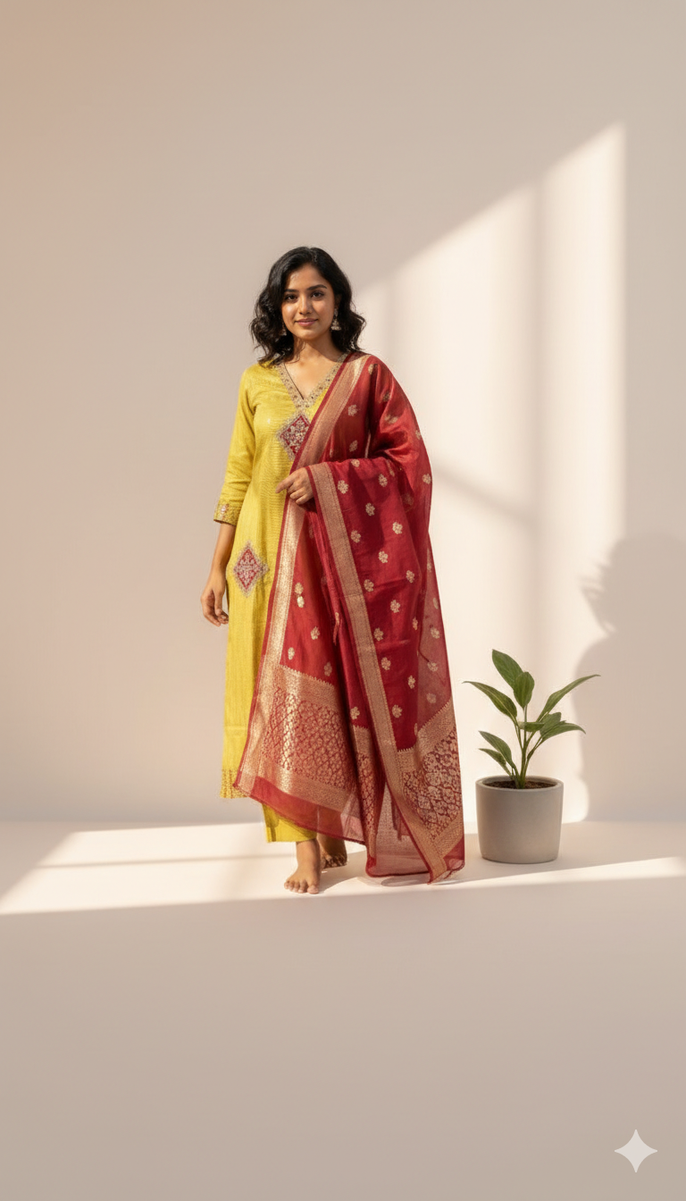 HALDI DIAMOND ETHNIC SUIT - 1415