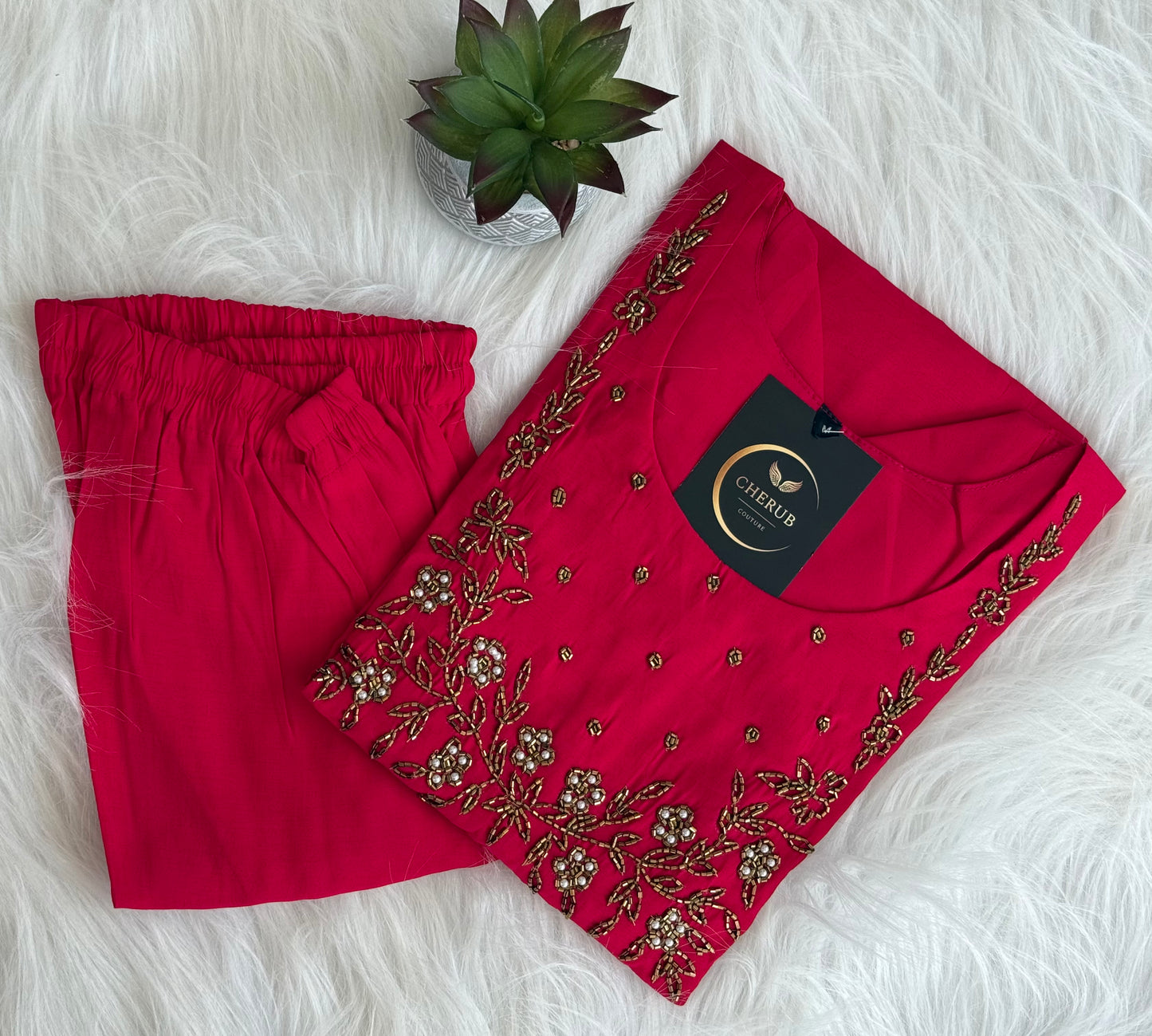 PINK SILK HW CO-ORD SET-0032