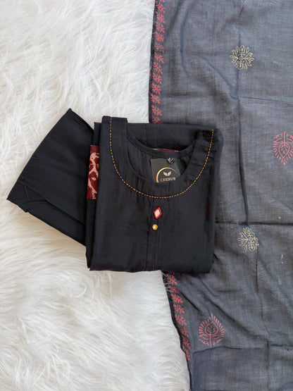 BLACK MYSTIQUE KURTI SET-1161