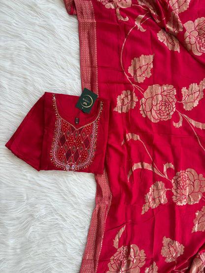 RED MIRAGE ETHNIC SUIT-1324