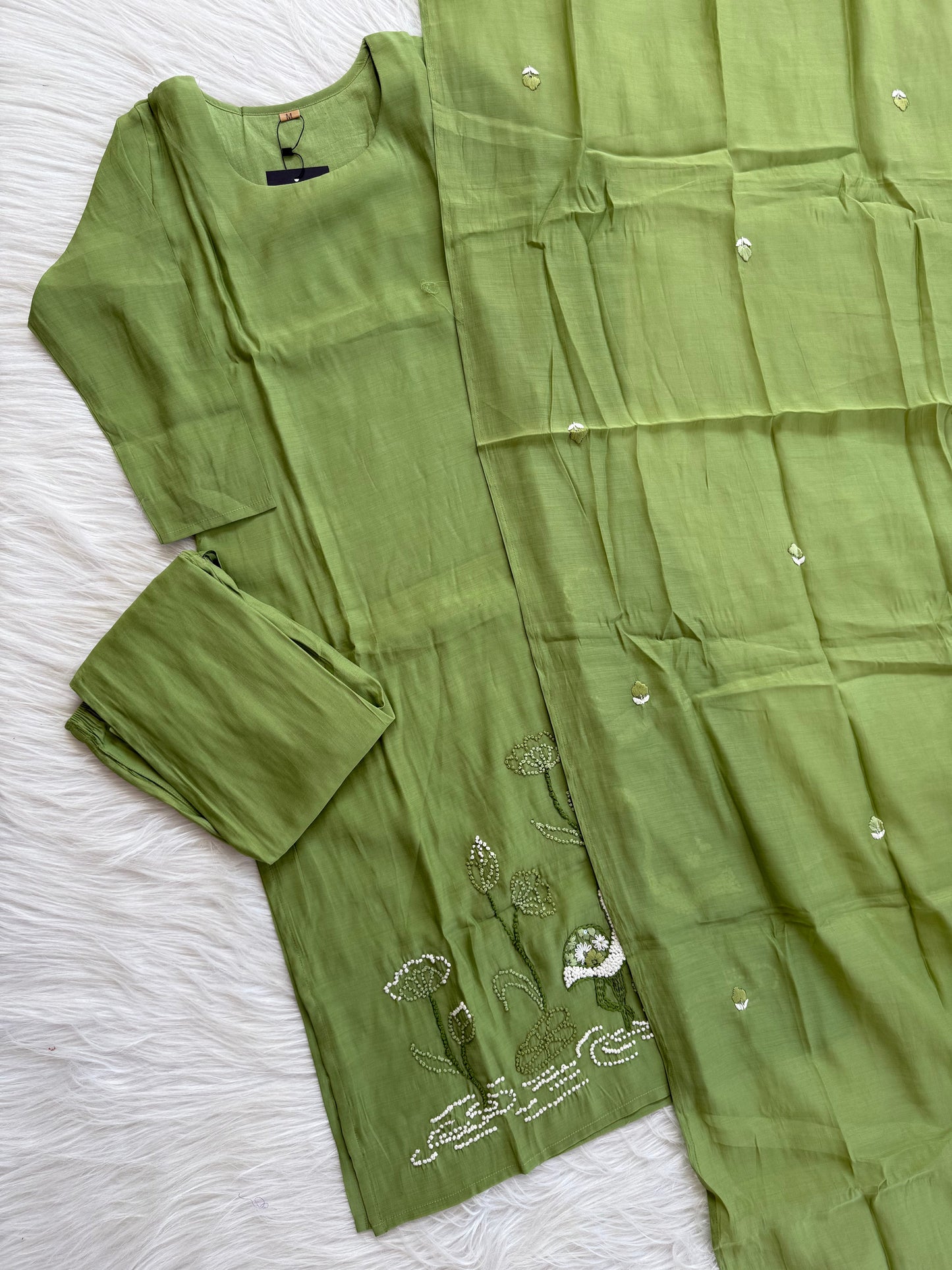 OLIVE THREAD ETHNIC SUIT - 1416