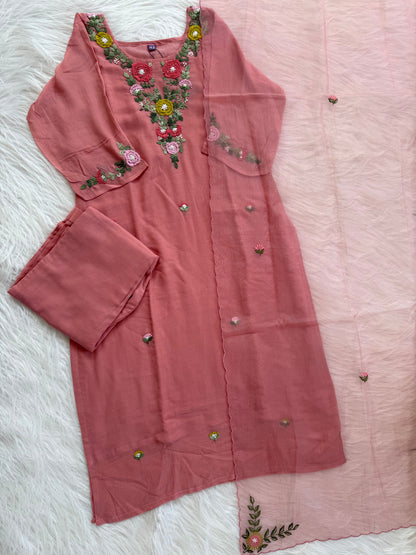 PEACH THREAD ETHNIC SUIT - 1457