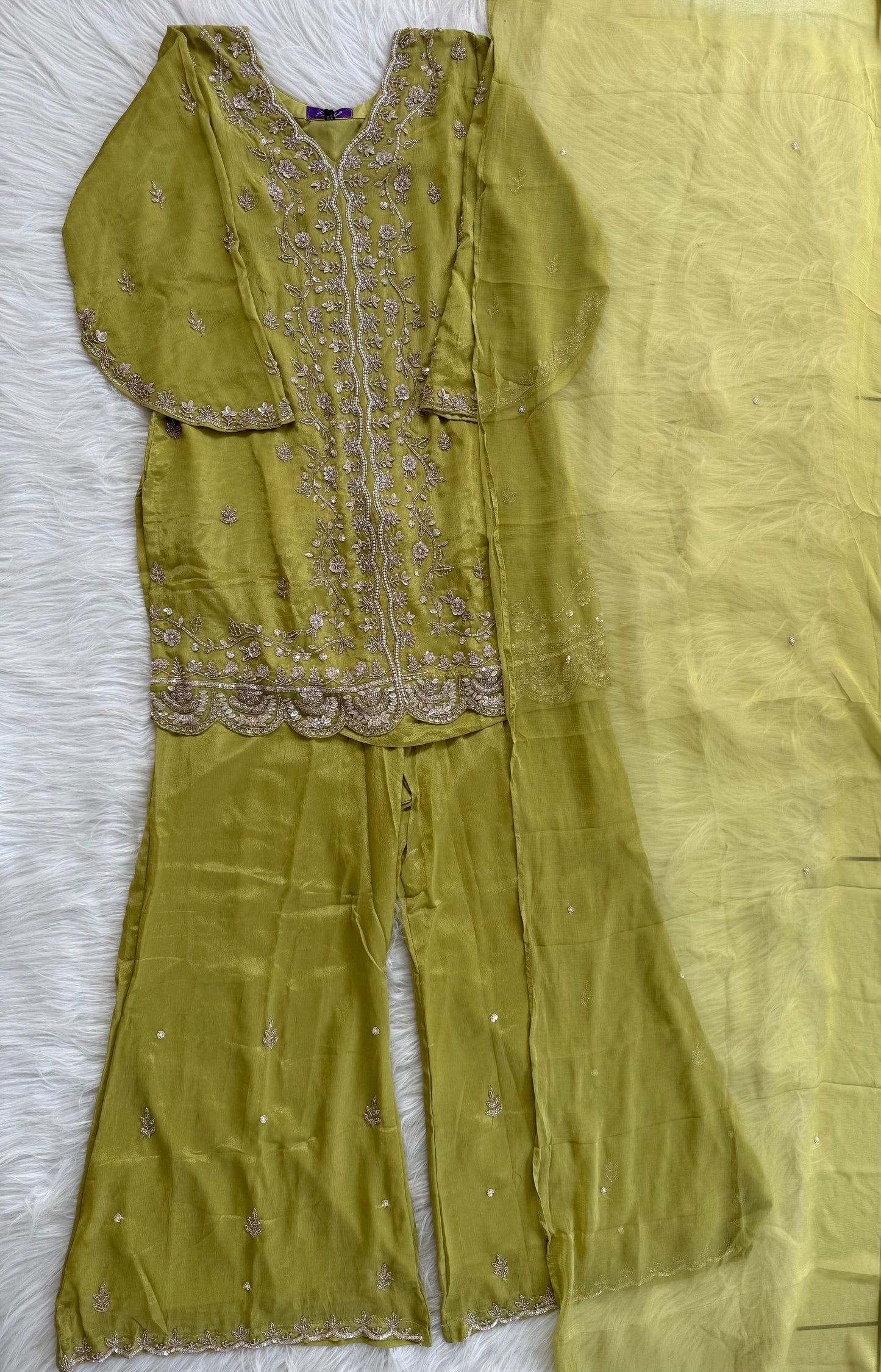 LIME ZEST SHARARA SUIT-1449