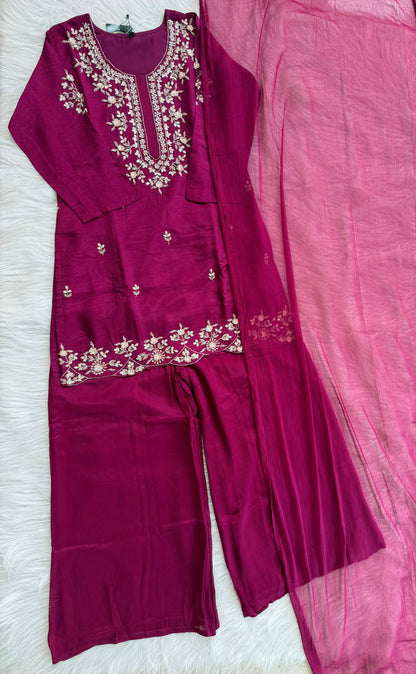 WINE ETHNIC SHARARA SUIT-1448