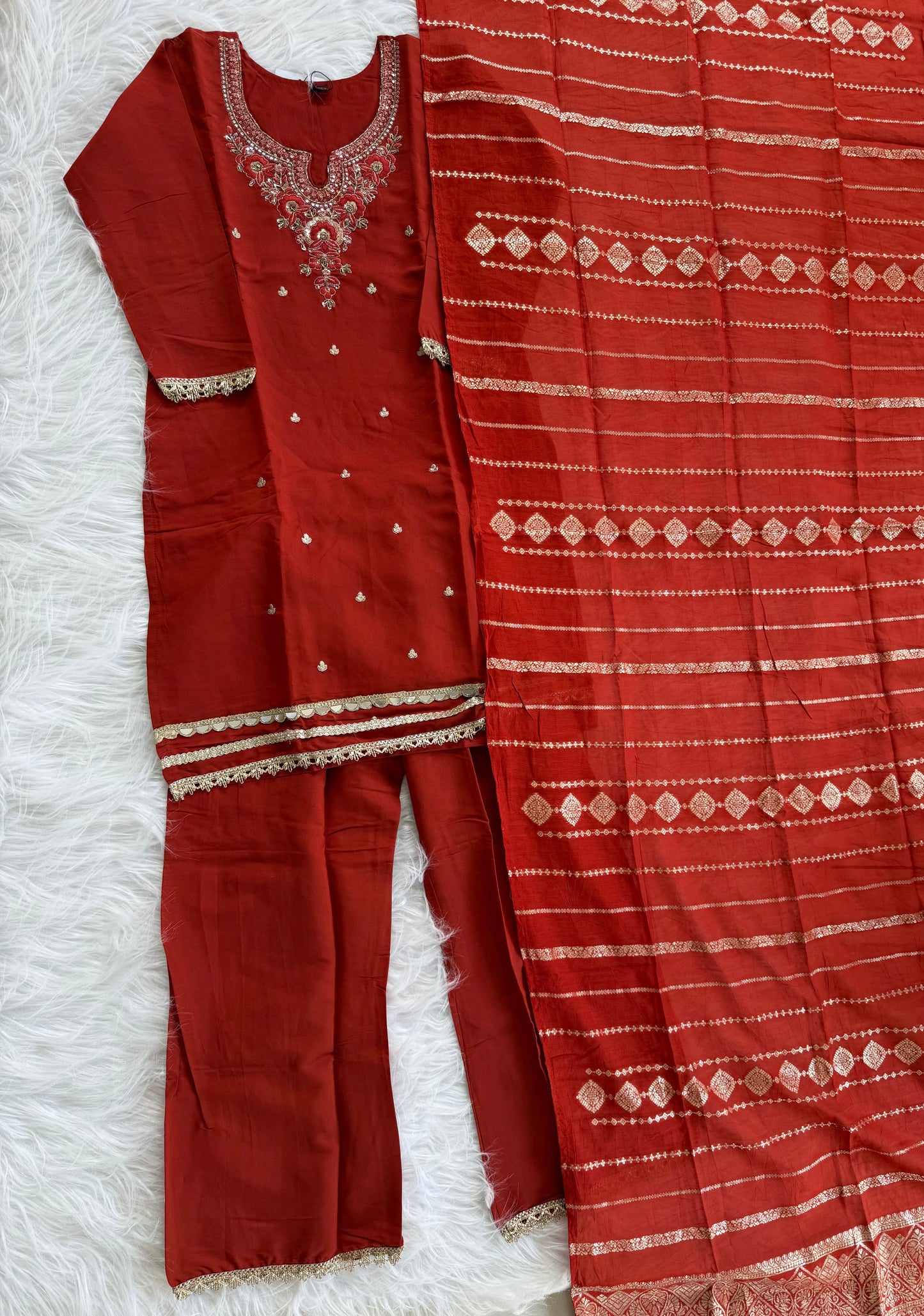 RUST ZARI SHARARA SUIT-1474