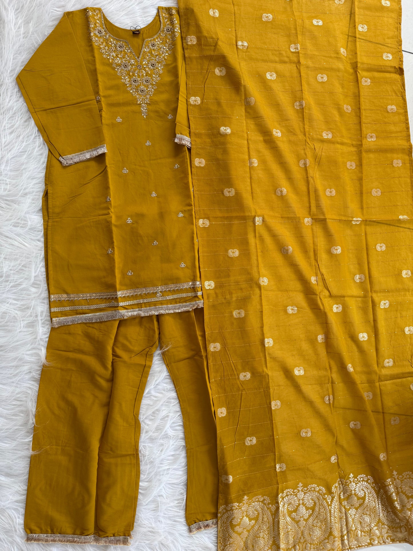 YELLOW ZARI SHARARA SUIT-1485