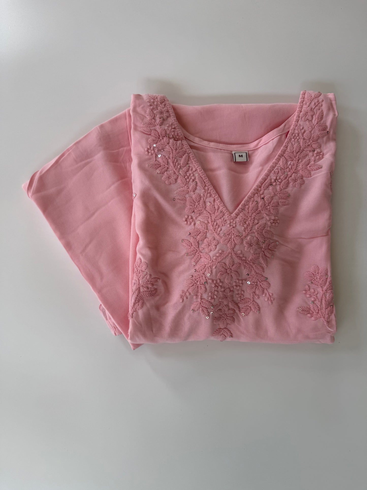 PEACH CHIKANKARI COORDSET-0113
