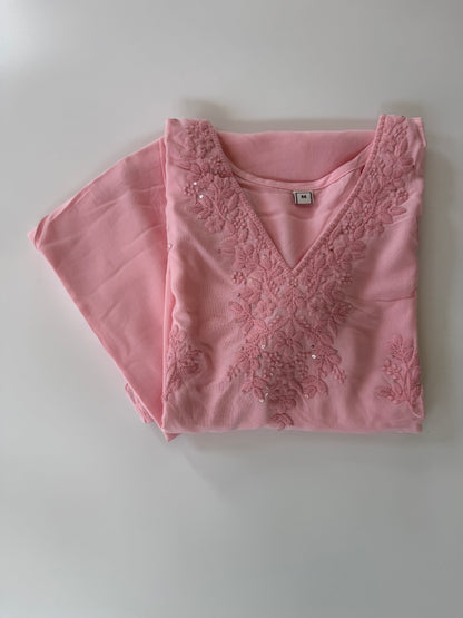PEACH CHIKANKARI COORDSET-0113