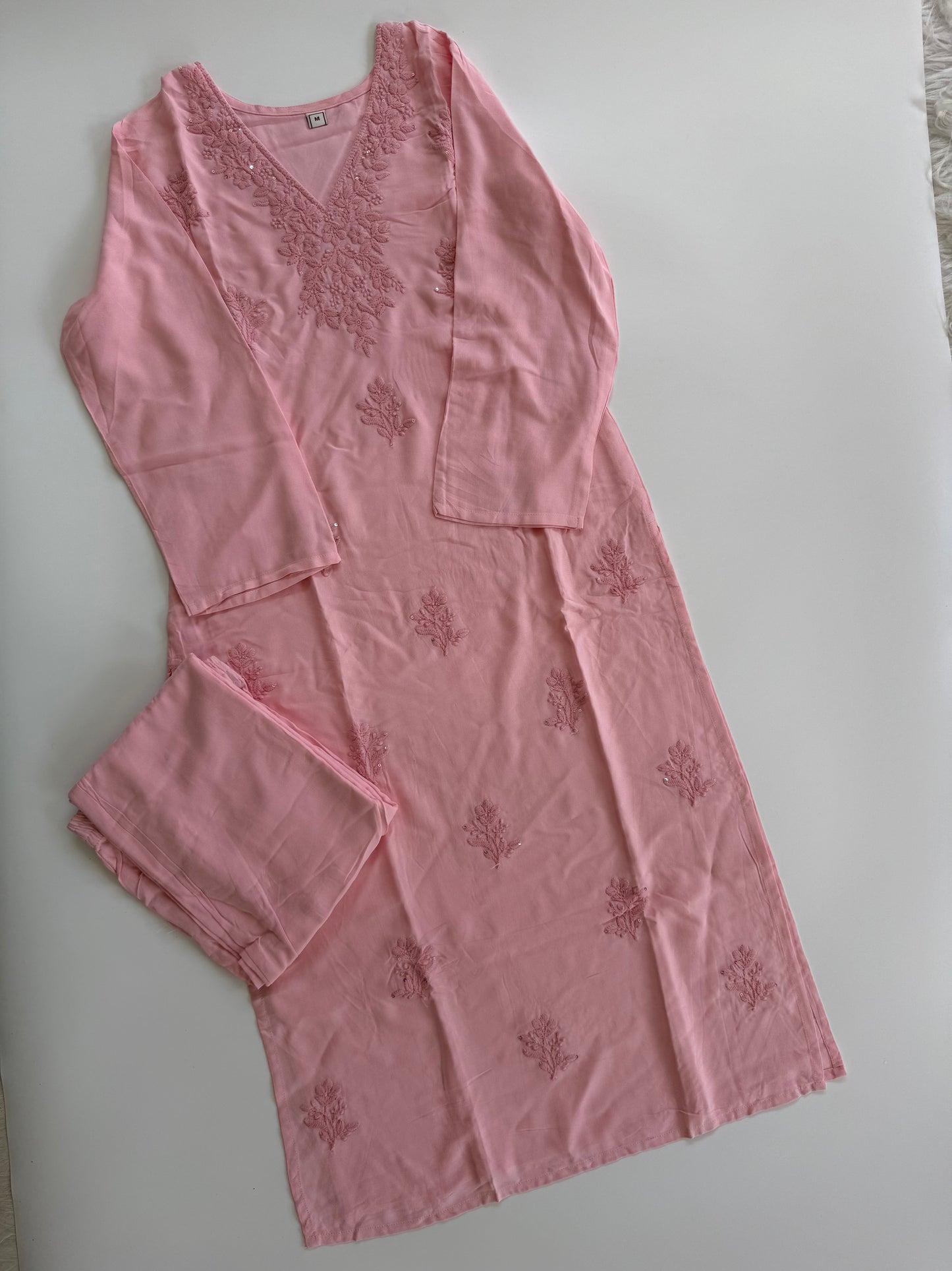 PEACH CHIKANKARI COORDSET-0113