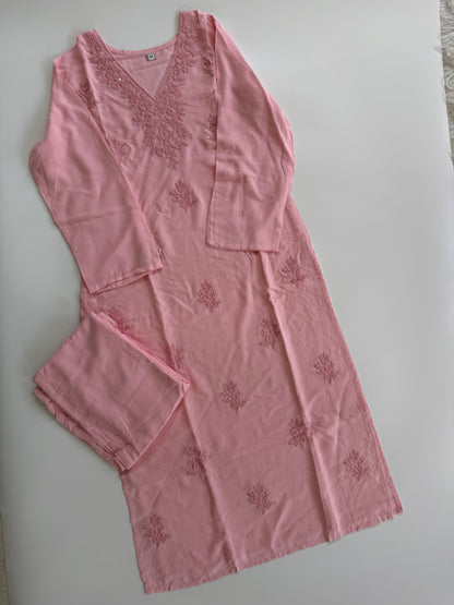 PEACH CHIKANKARI COORDSET-0113
