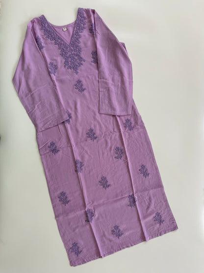 LAVENDER CHIKANKARI COORDSET-0115