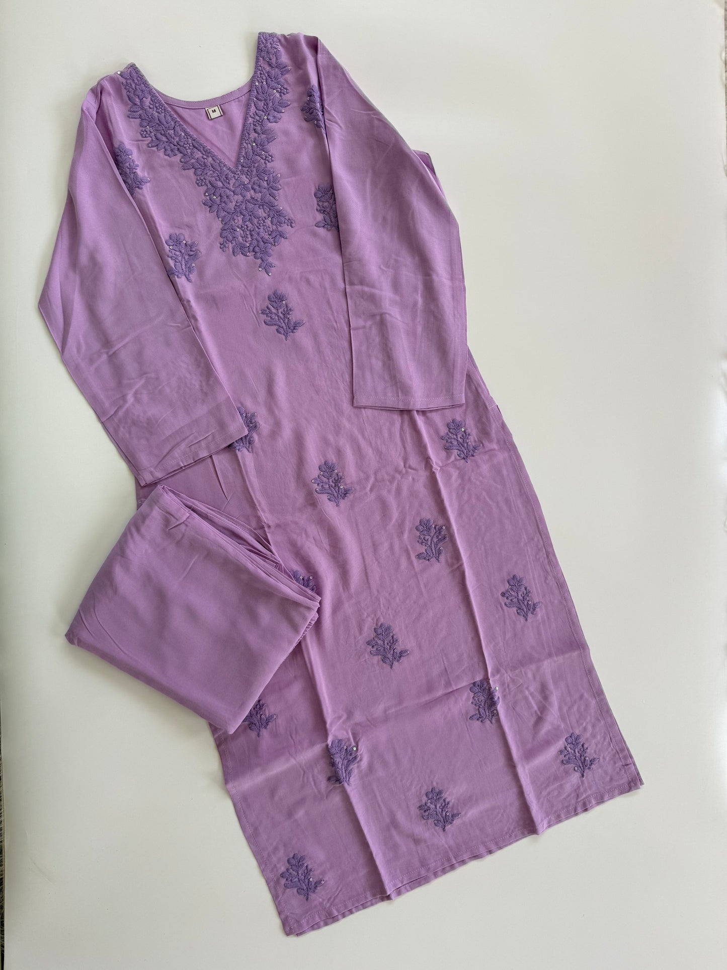 LAVENDER CHIKANKARI COORDSET-0115