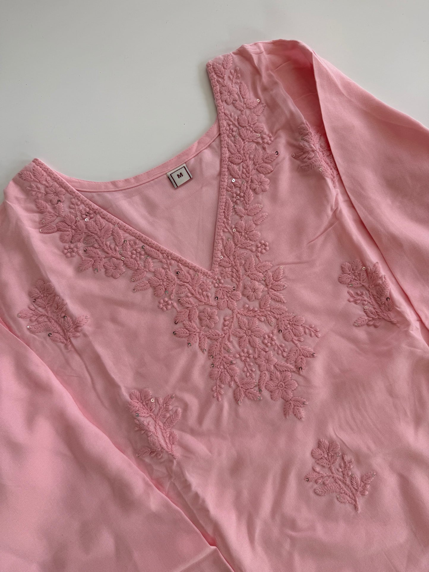 PEACH CHIKANKARI COORDSET-0113