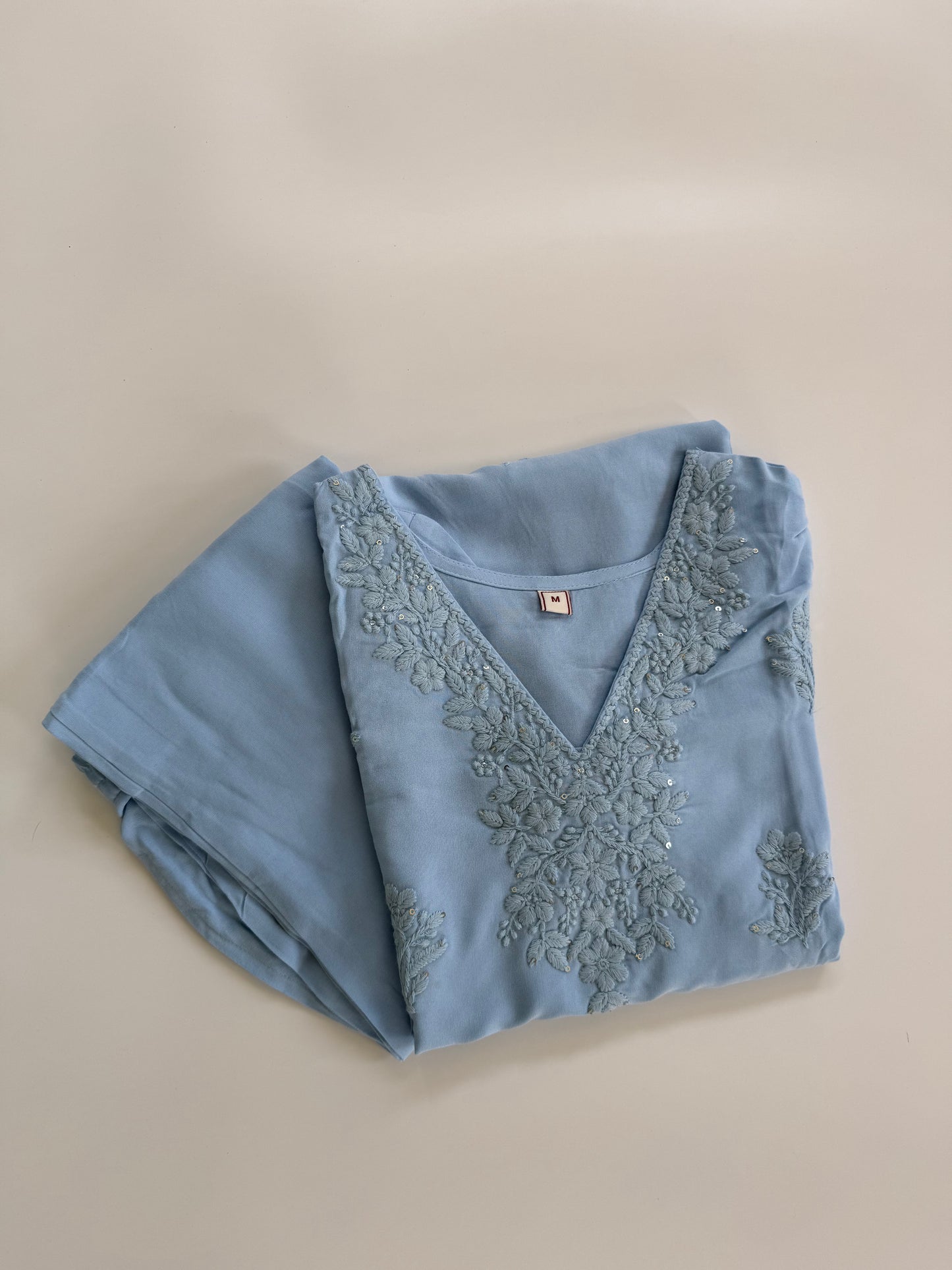 BLUE CHIKANKARI COORDSET-0116