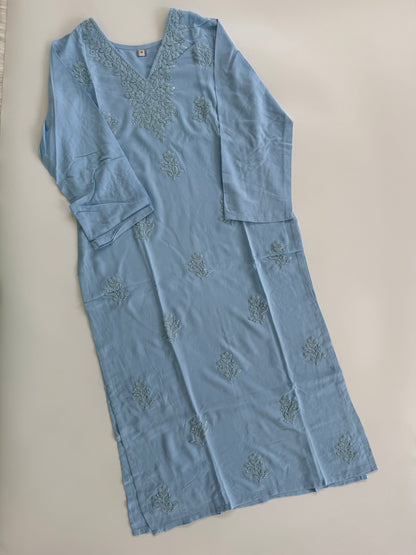 BLUE CHIKANKARI COORDSET-0116