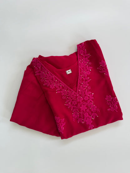PINK CHIKANKARI COORDSET-0112