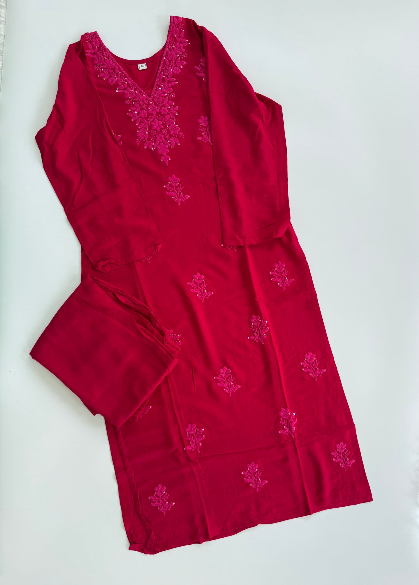PINK CHIKANKARI COORDSET-0112