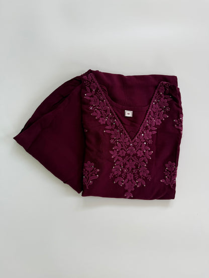 WINE CHIKANKARI COORDSET-0114